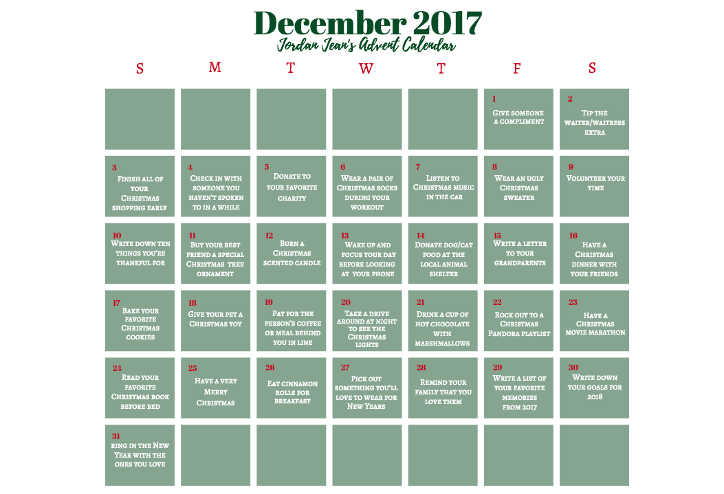 December Advent Calendar Jordan Jean
